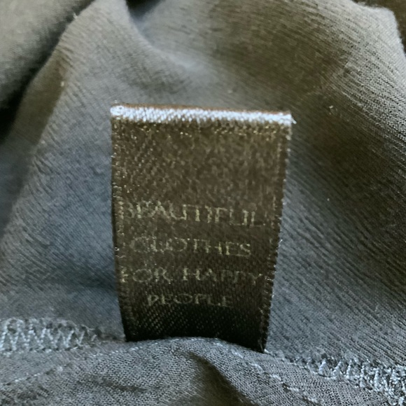 Indah Black Rayon Maxi Dress Elastic Smocked Waist High Side Slits sz XS - Picture 10 of 10